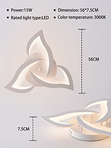 KAUCQI 56cm Petal LED Ceiling Light | Dimmable 15W Modern Lamp with Remote