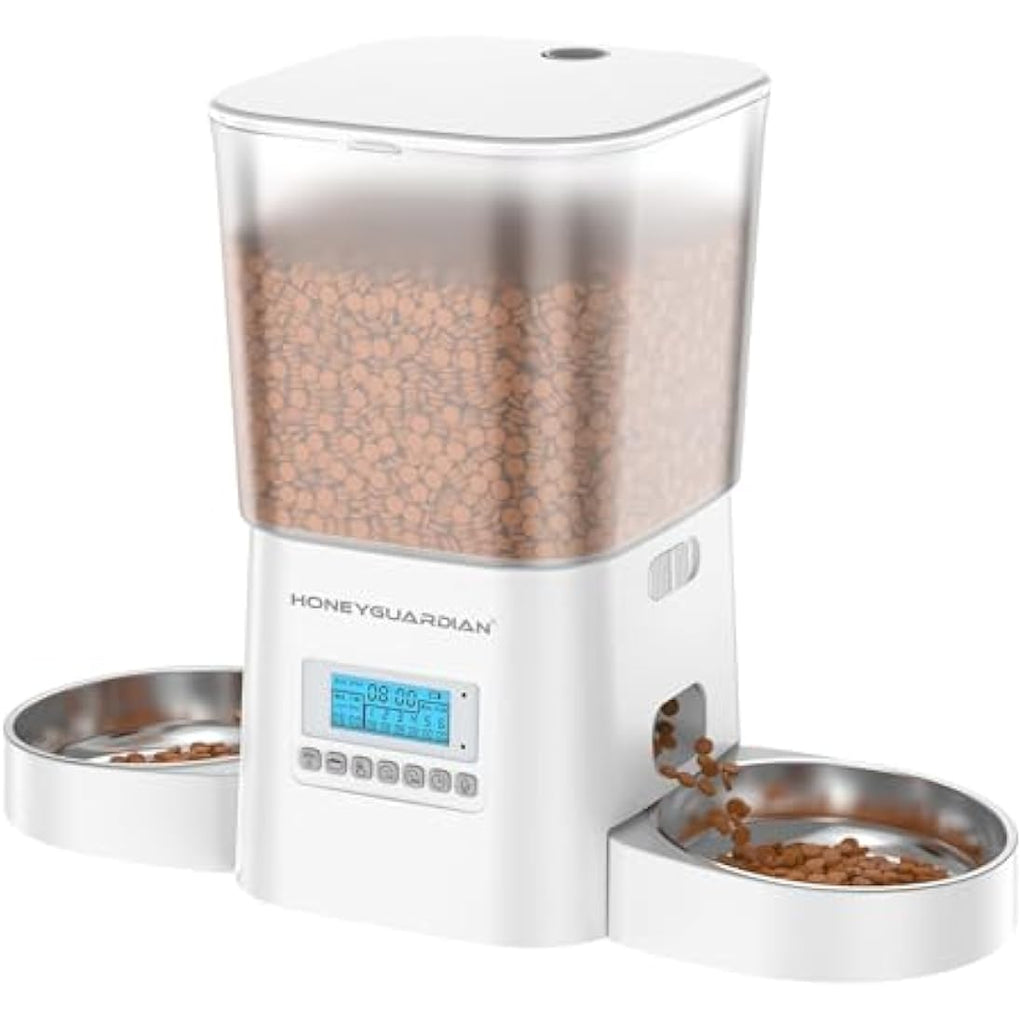 HoneyGuaridan 3.5L Automatic Cat Feeder for Two Cats | Dual Stainless Bowls