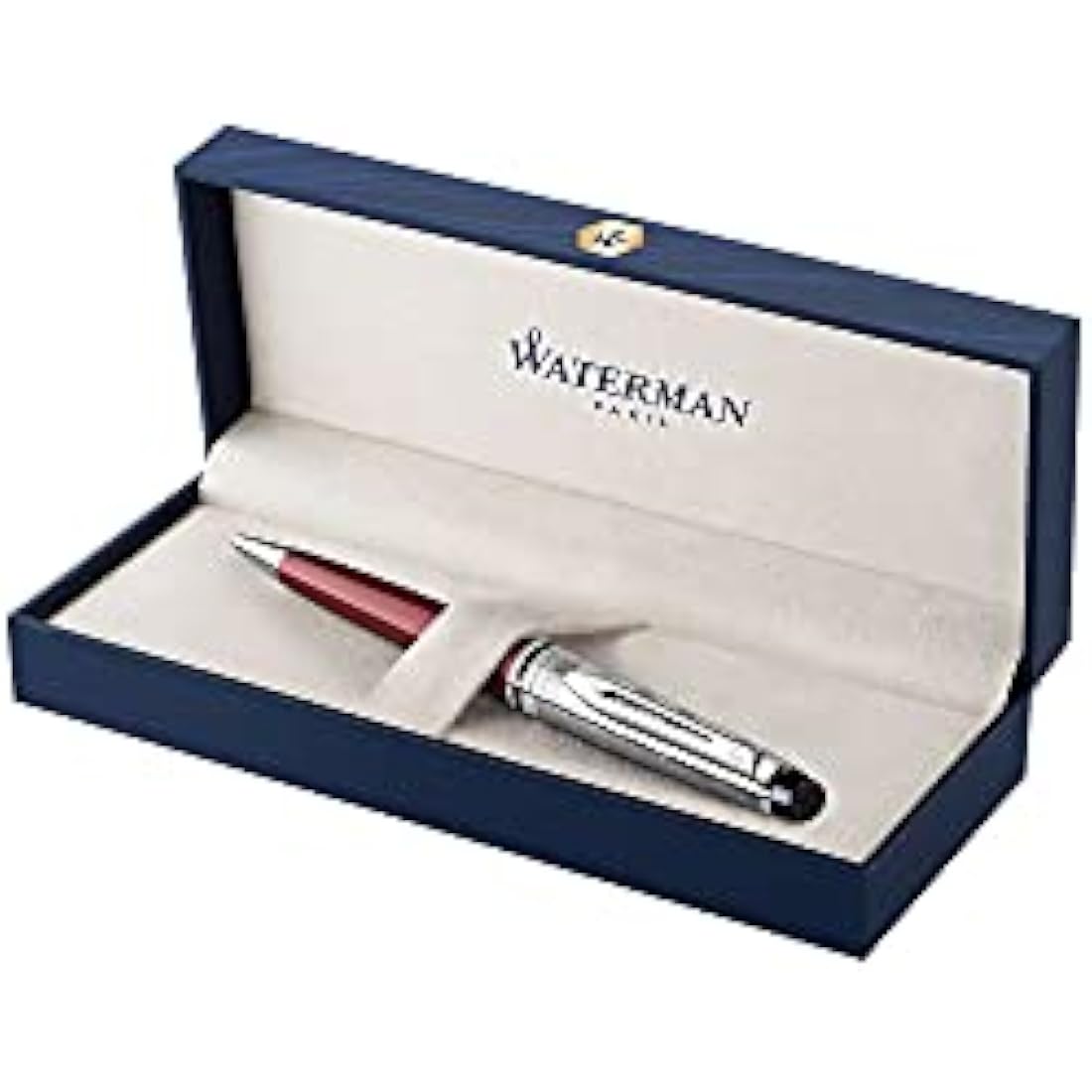 Waterman Expert Deluxe Ballpoint Pen – Dark Red with Chiselled Cap