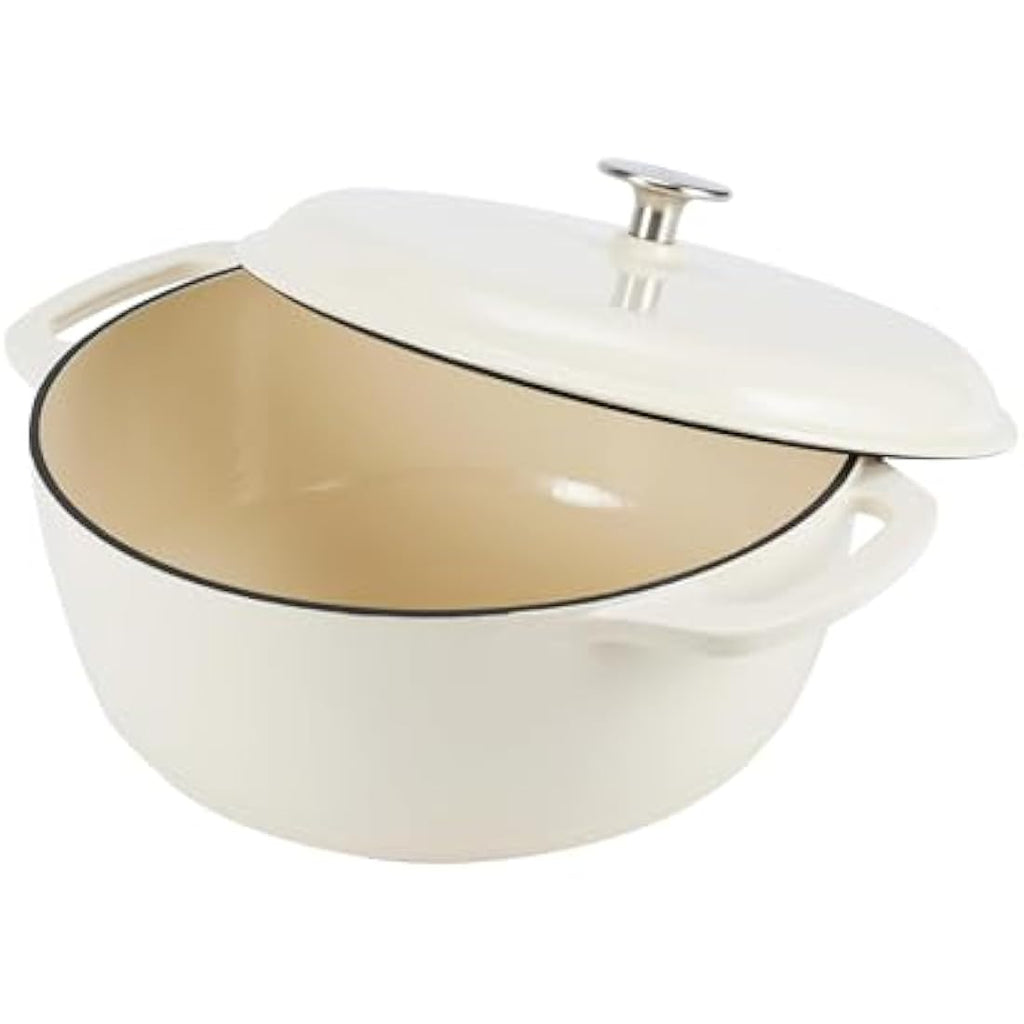 Enameled Cast Iron Dutch Oven – 5.7 L Round Pot, White
