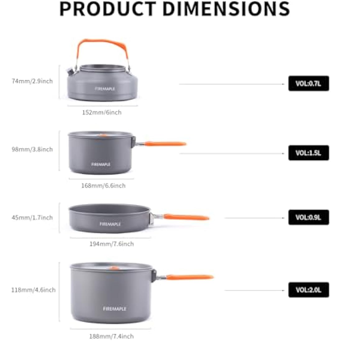 Fire-Maple Feast 4 Camping Cookware Set | 12pc Anodized Aluminum Kit