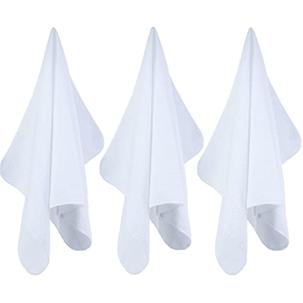 Polyte Microfibre Kitchen Dish Towels - Waffle Weave White 12 Pack