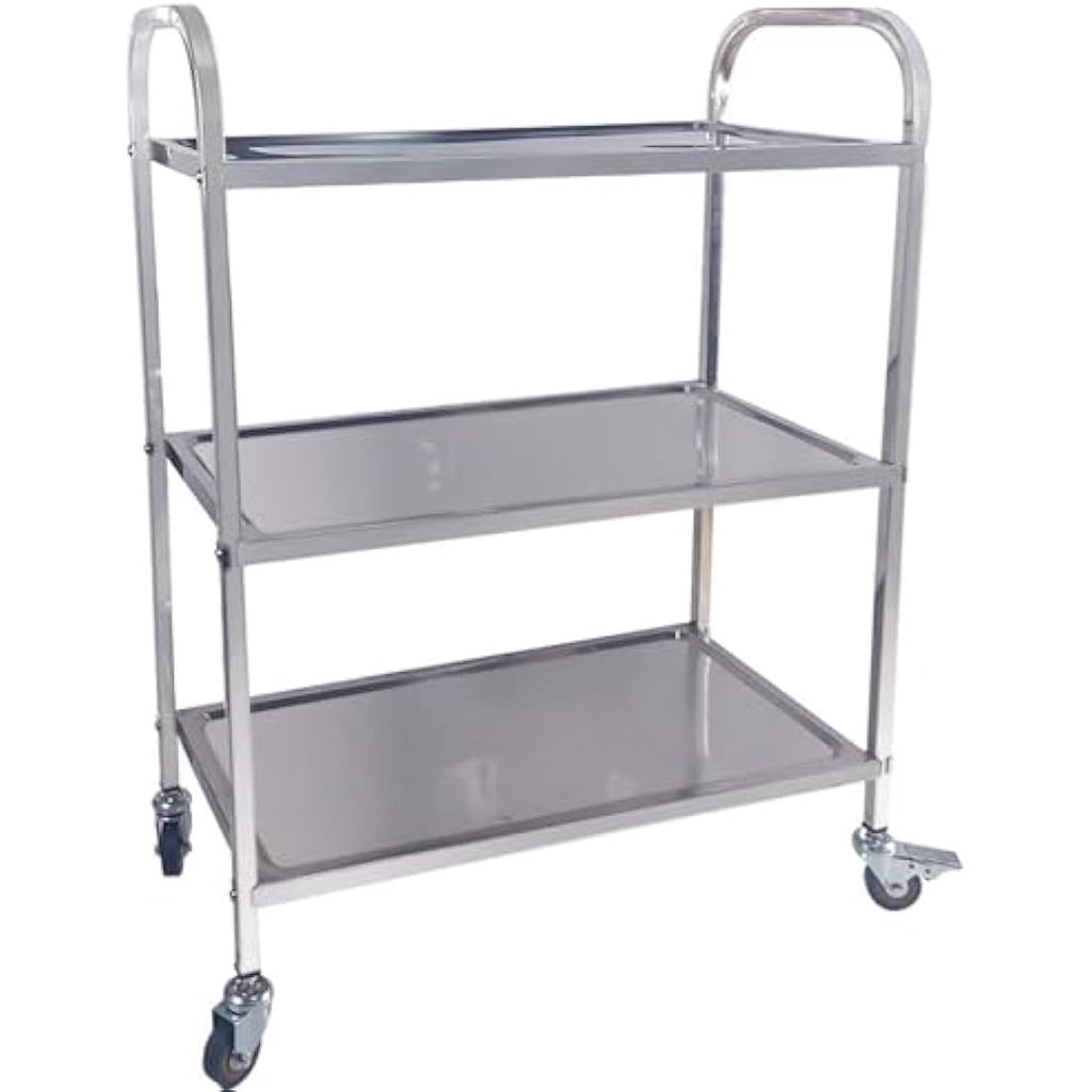 TAIMIKO 3-Tier Stainless Steel Utility Cart | Rolling Kitchen Trolley