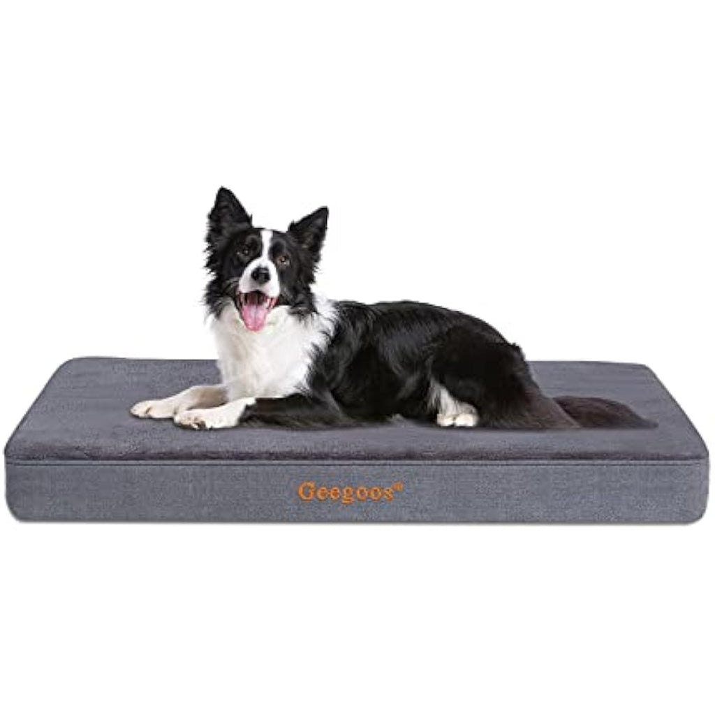 Geegoos Orthopedic Memory Foam Dog Bed – Waterproof Washable Cover, Grey
