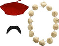 French Costume Set |  3-Piece Beret, Moustache & Onion Garland