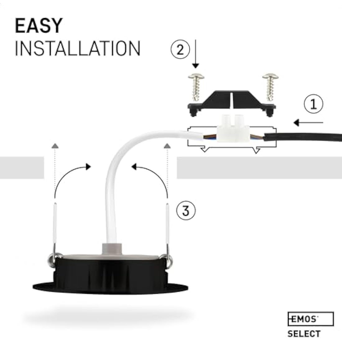 EMOS LED Recessed Ceiling Spotlights - 5W 6500K Cold White Black, 12 Pack
