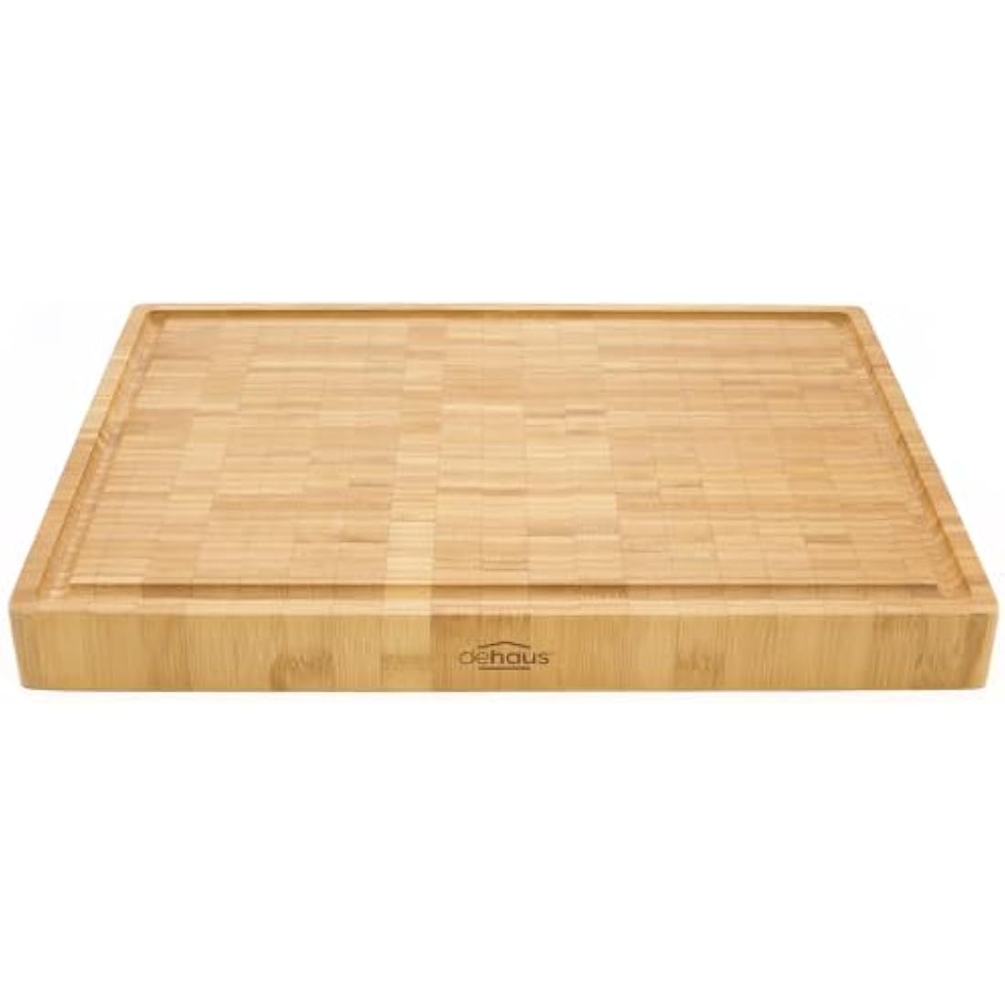 Dehaus End Grain Bamboo Chopping Board – Large Butcher Block with Juice Groove