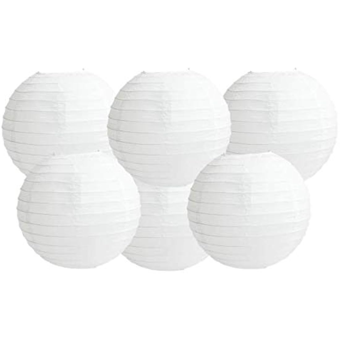 Round Paper Lanterns – 14 Inch All White Party Decor (6 Pack)