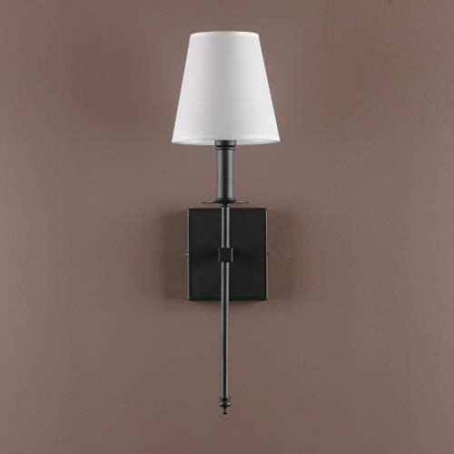 Yosoan Vintage Modern Wall Sconce with Linen Shade - Set of 2, Black