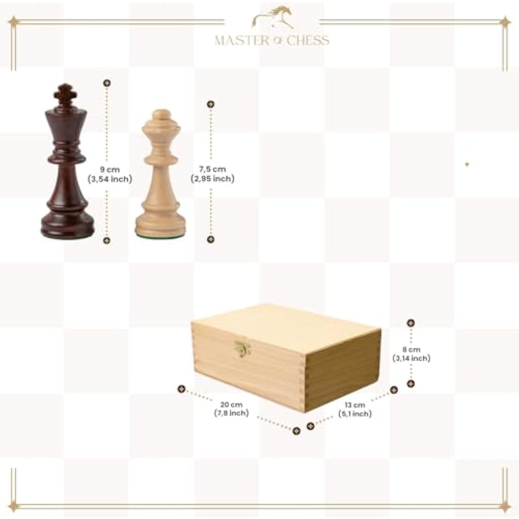 Jolof Store Staunton No. 5 Wooden Chess Pieces with Natural Wood Box