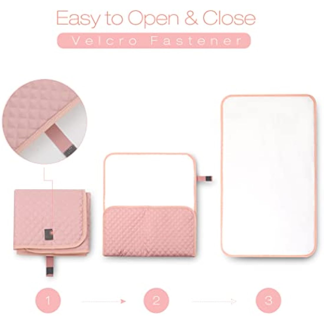 Lekebaby Portable Baby Changing Mat – Waterproof Foldable Nappy Pad, Pink