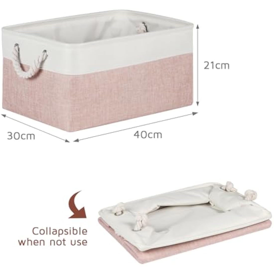 Fabric Storage Baskets for Shelves | 3-Pack Pink Linen Bins