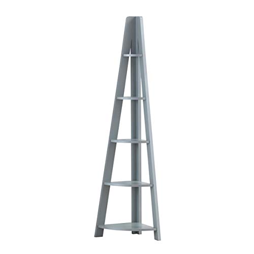 Riva 5 Tier Corner Ladder Bookcase | Wooden Shelving Unit by