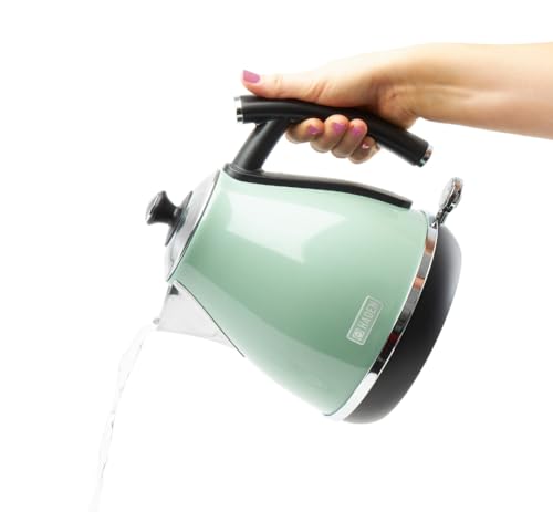 Haden Cotswold Green Electric Kettle – Retro Stainless Steel, 3KW