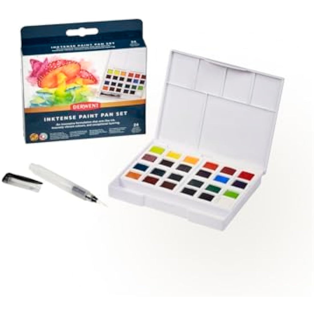 Derwent Inktense Paint Pan Set - 24 Water-Soluble Permanent Colours