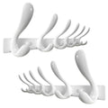 HONSKY Metal Wall Mounted Coat Rack – Heavy Duty 6 Double Hooks, White, 2 Pack