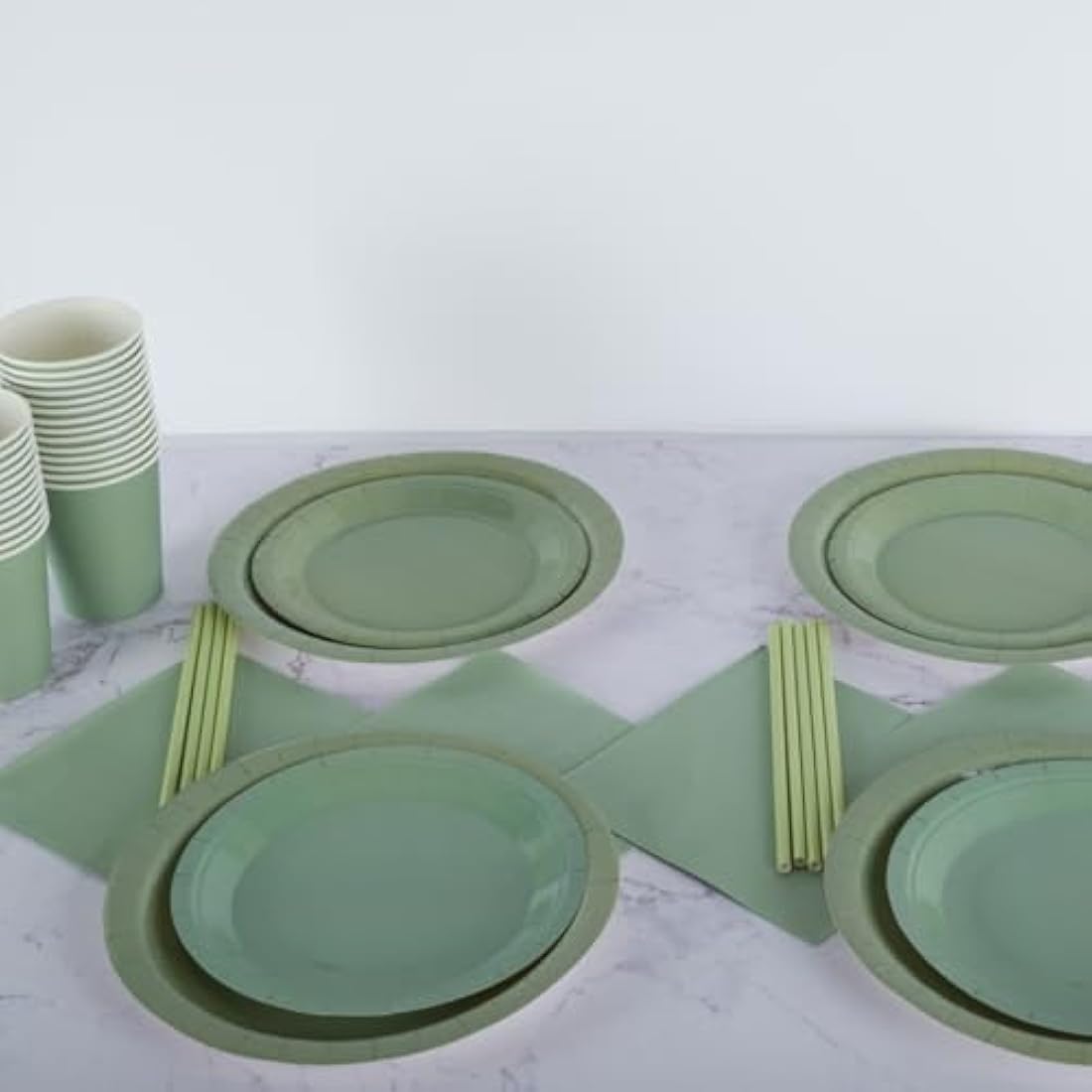 Jolof Store Sage Green Party Tableware Set | 250 Piece Disposable Plates