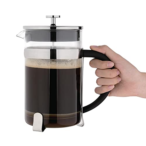 Olympia Stainless Steel French Press Cafetiere - 12 Cup Glass Coffee Maker