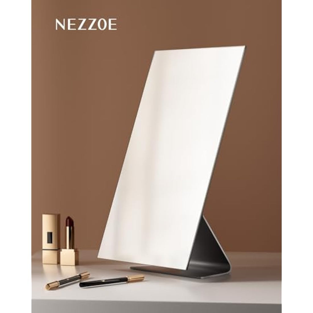 NEZZOE 12 Inch Rectangular Makeup Mirror | HD Metal Tabletop Vanity Mirror