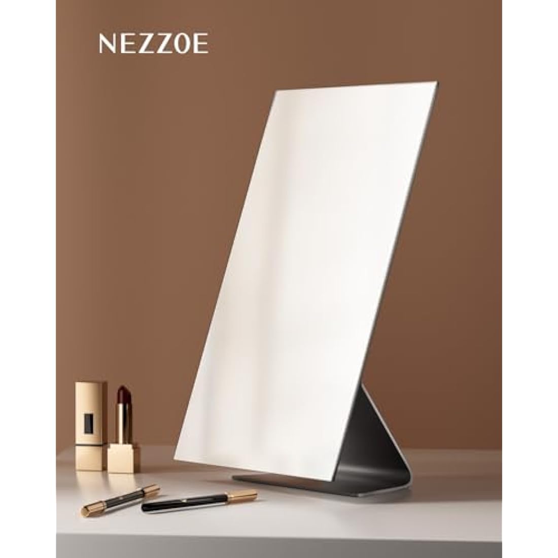NEZZOE 12 Inch Rectangular Makeup Mirror | HD Metal Tabletop Vanity Mirror