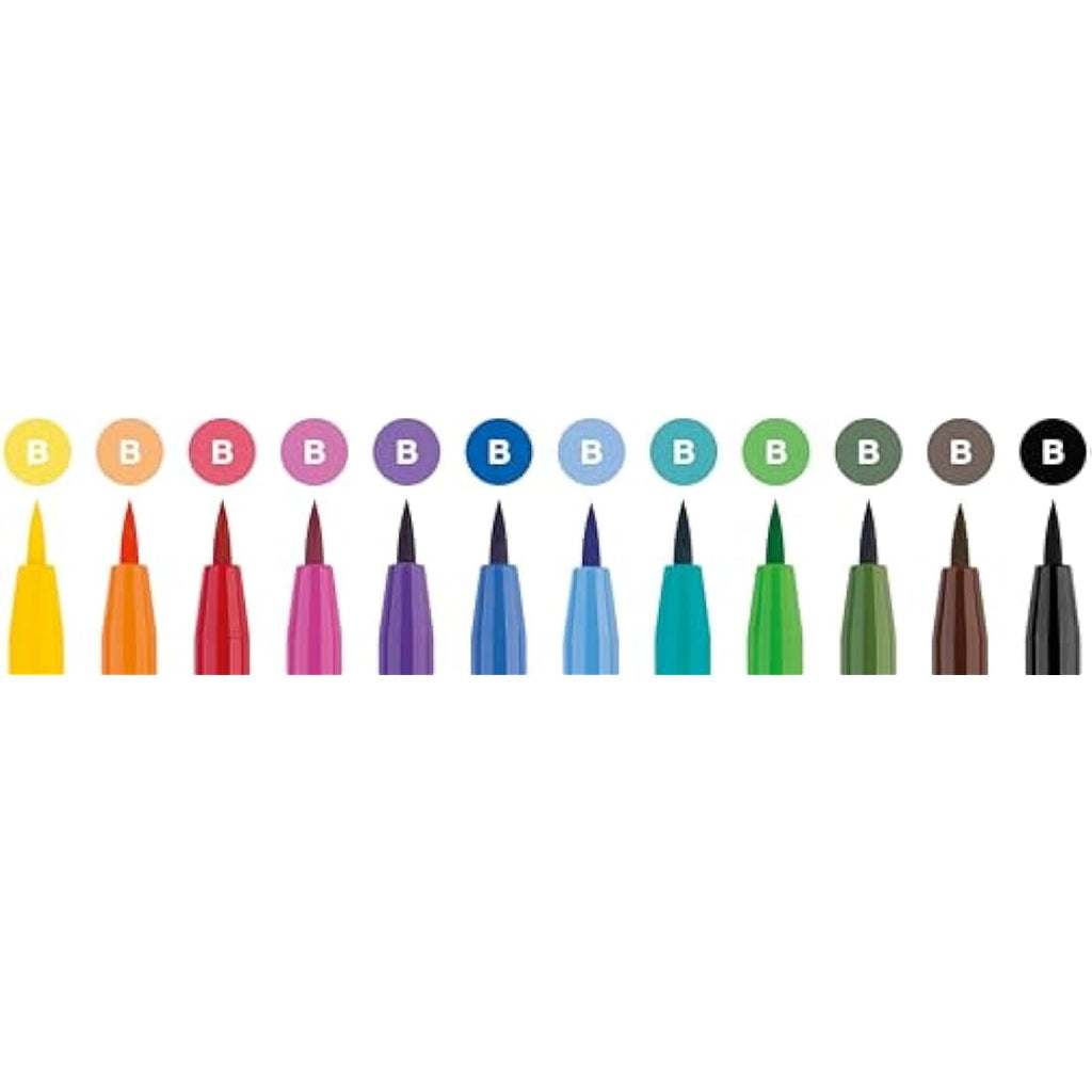 Faber-Castell Pitt Artist Pen Brush - India Ink Basic Tones - Set of 12