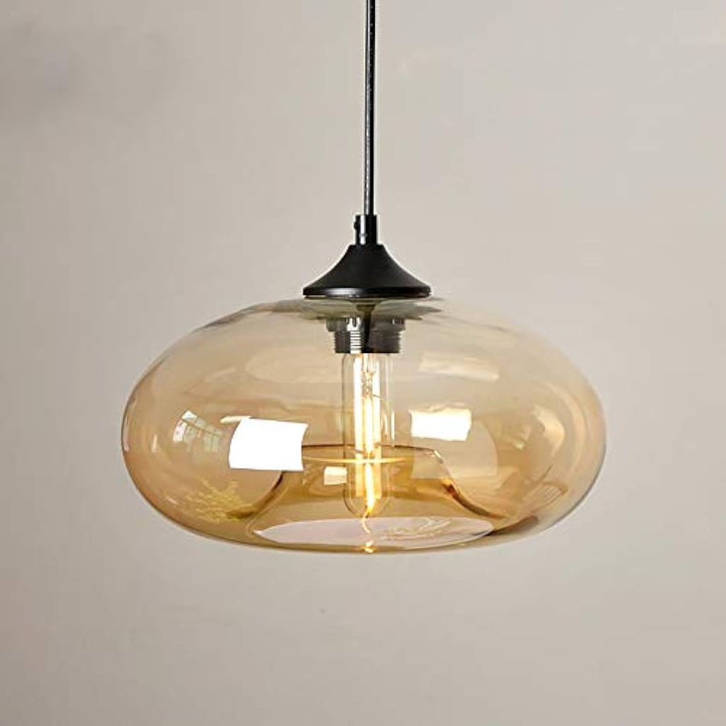 Jolof Store Industrial Glass Pendant Light – Amber Vintage Hanging Lamp