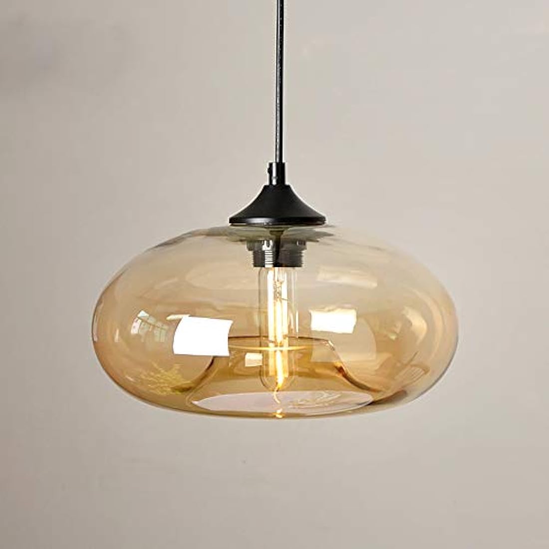 Jolof Store Industrial Glass Pendant Light – Amber Vintage Hanging Lamp