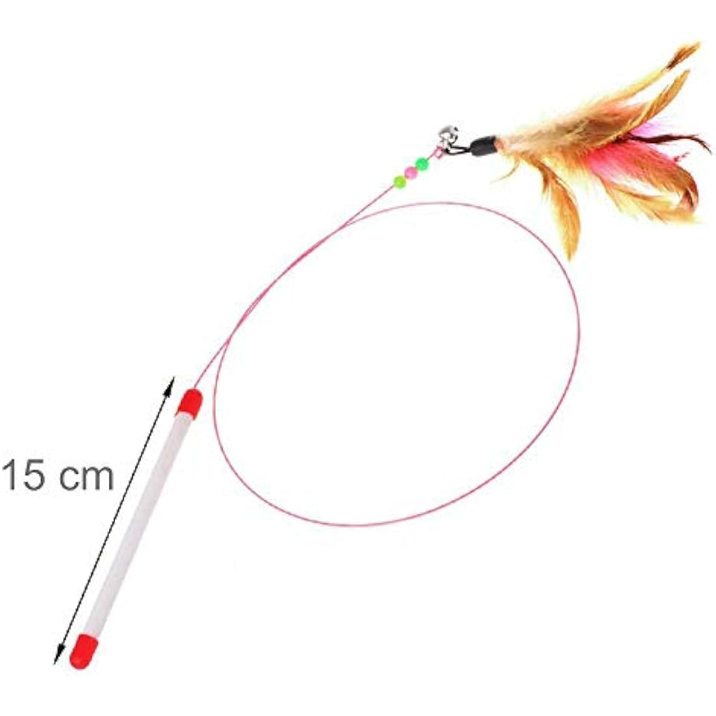 SLSON Interactive Feather Cat Teaser Wand with Bell and Flexible Wire