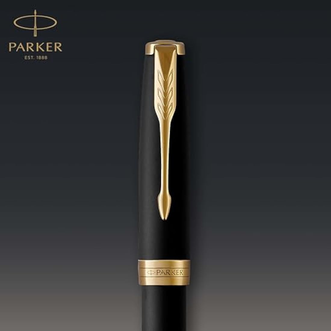 Parker Sonnet Fountain Pen – Matte Black Lacquer with Gold Trim, Fine Nib
