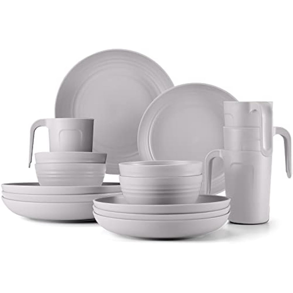 Odoland 20-Piece Unbreakable Camping Dinnerware Set for 4 | Gray