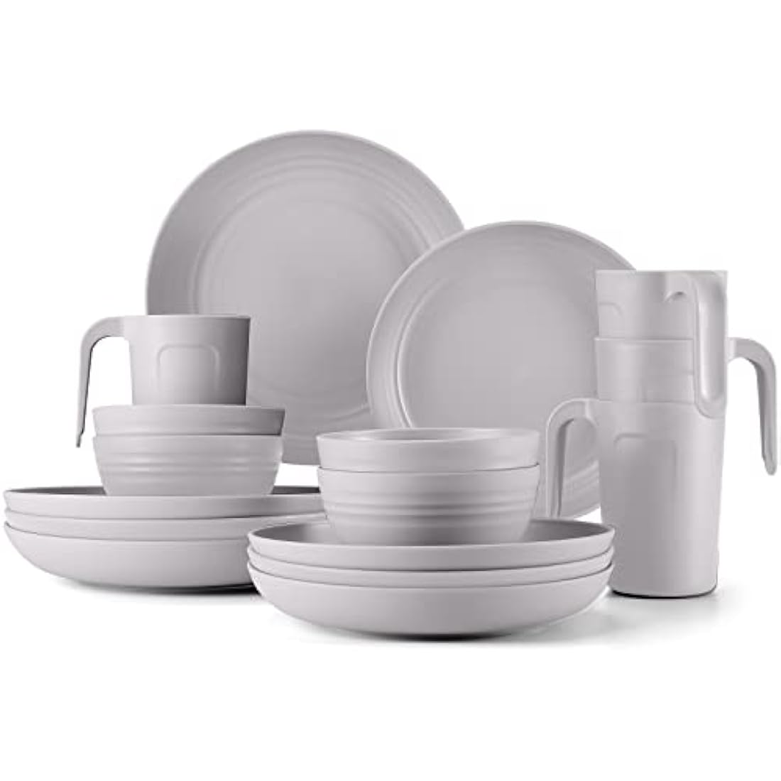 Odoland 20-Piece Unbreakable Camping Dinnerware Set for 4 | Gray