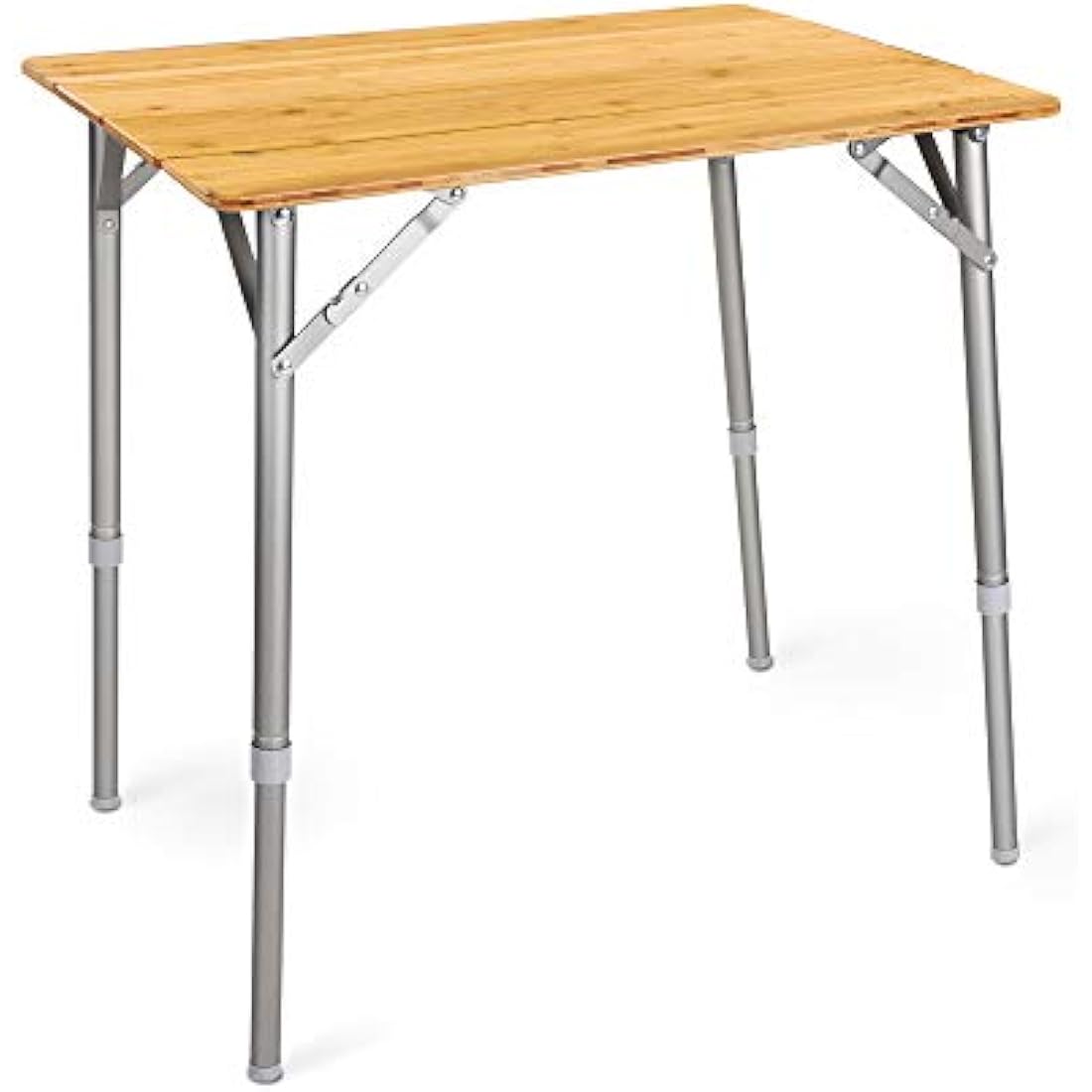 Navaris Bamboo Folding Camping Table | Height Adjustable Outdoor Desk
