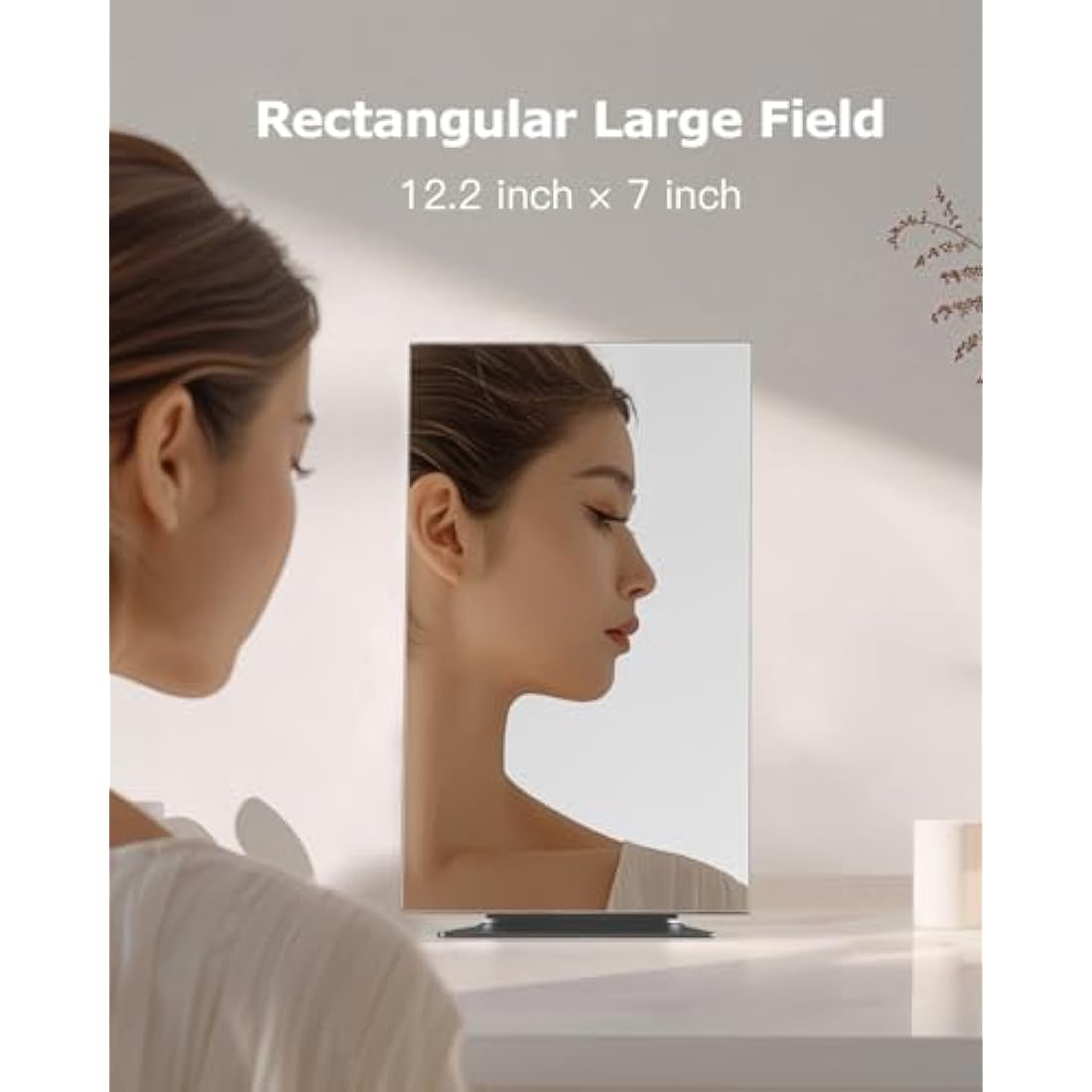 NEZZOE 12 Inch Rectangular Makeup Mirror | HD Metal Tabletop Vanity Mirror