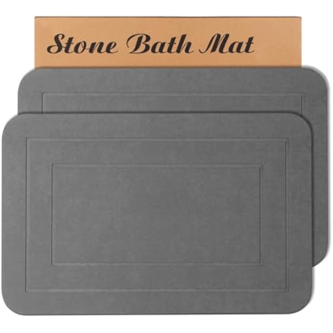 HUMIGA Diatomaceous Earth Stone Bath Mat - 2 Pack Non-Slip Grey, 24x15