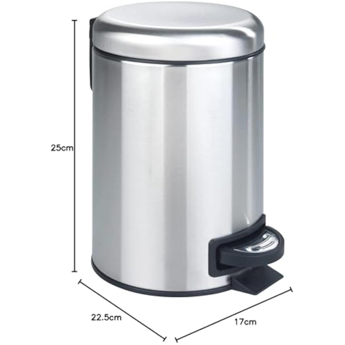 WENKO Leman Cosmetic Pedal Bin – 3L Matt Stainless Steel Waste Bin
