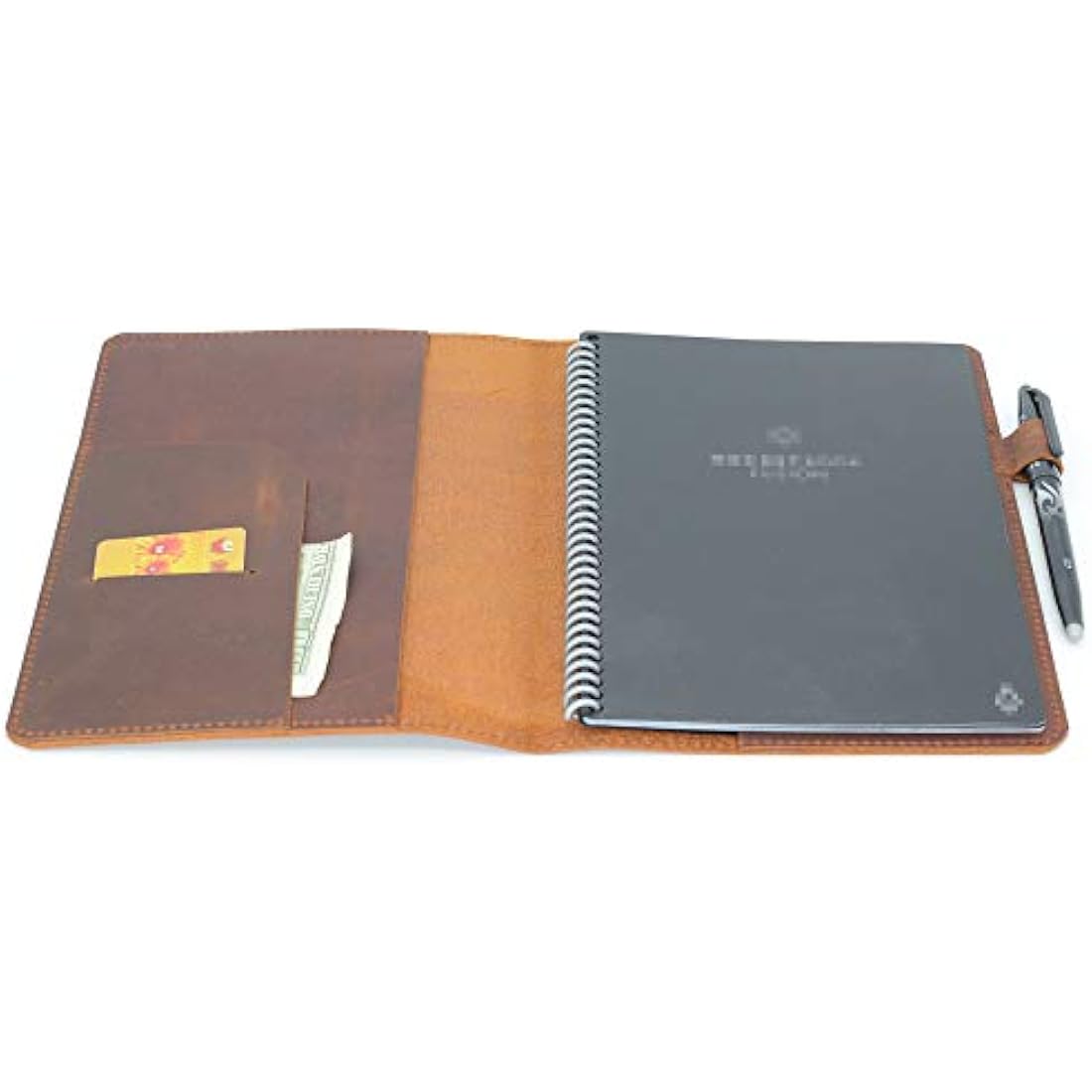 Genuine Leather Rocketbook Cover - A5 Notebook Folio, Brown