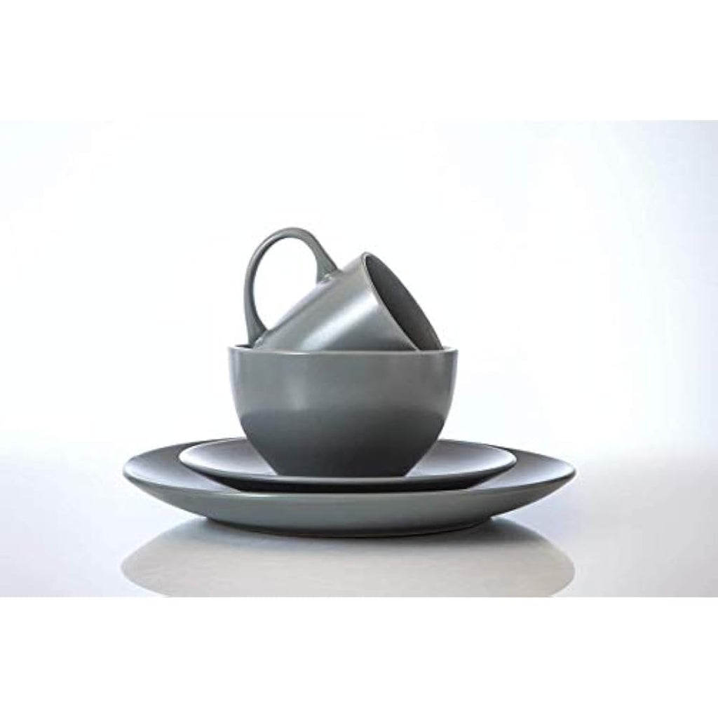 HOMD 16-Piece Stoneware Dinnerware Set | Gray Ceramic Service for 4