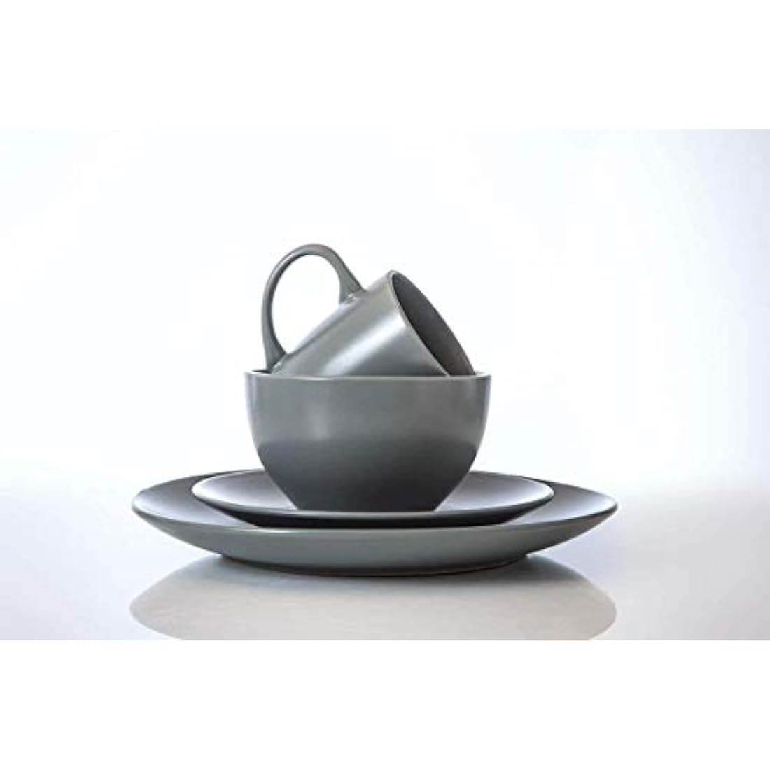 HOMD 16-Piece Stoneware Dinnerware Set | Gray Ceramic Service for 4