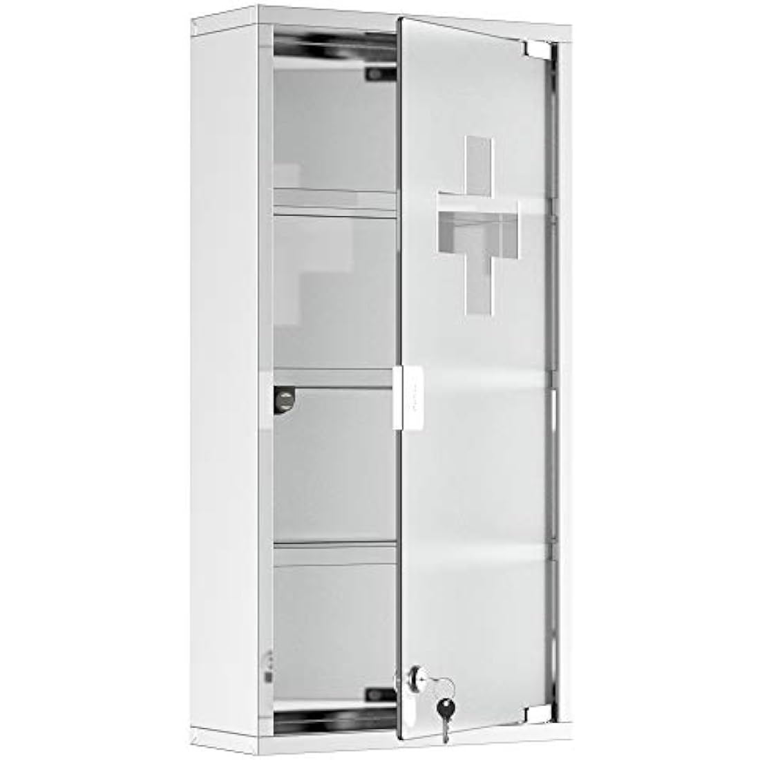 HOMCOM 4-Tier Stainless Steel Medicine Cabinet | Lockable Wall Storage