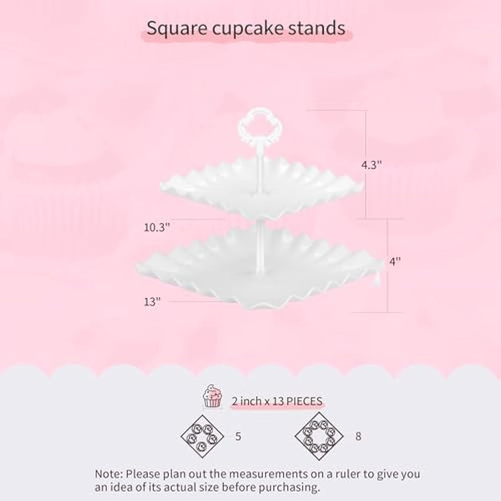 NWK 10-Piece White Cupcake Stand Set – Tiered Dessert Trays for Parties