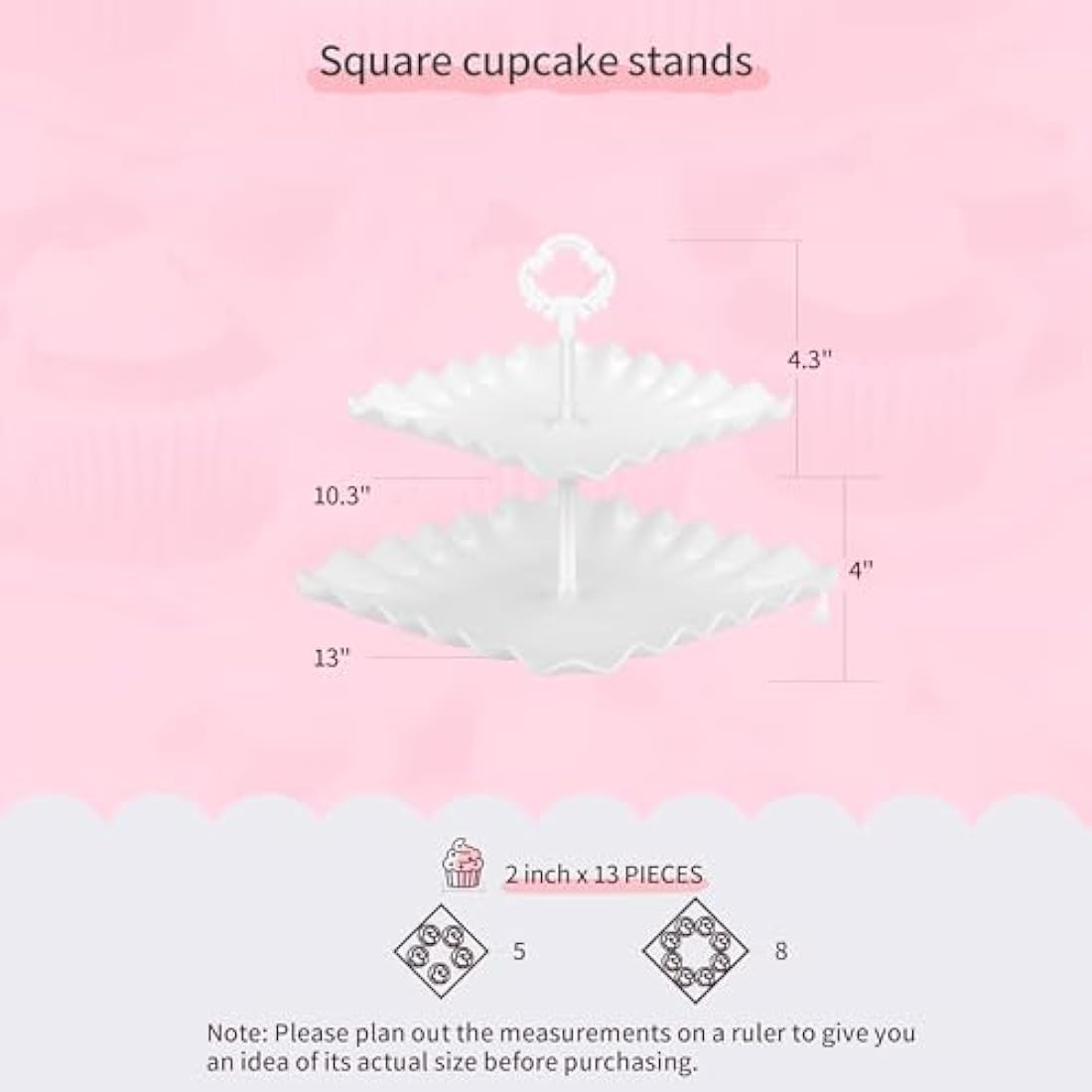 NWK 10-Piece White Cupcake Stand Set – Tiered Dessert Trays for Parties