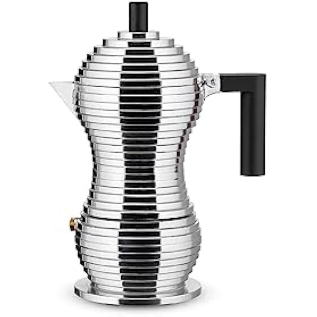 Alessi Pulcina Espresso Maker – Black Cast Aluminium Moka Pot, 3 Cups