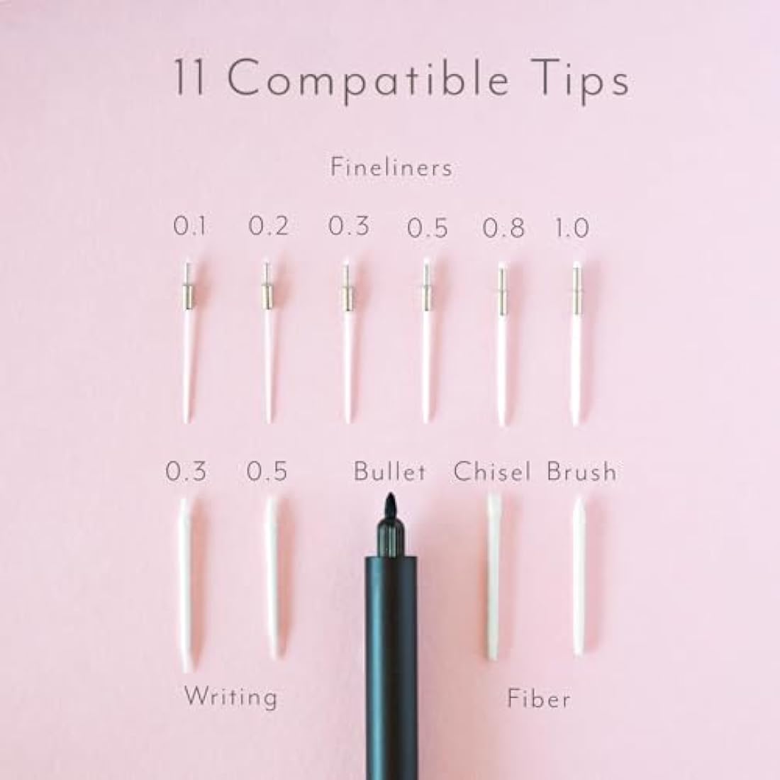 Tom's Studio Lumos Pro Refillable Fineliner & Brush Pen - Matte Black