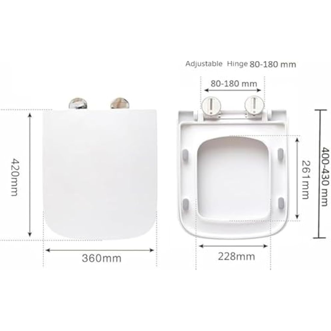 Jolof Store Square Toilet Seat – Soft Close Quick Release Plastic Loo Seat