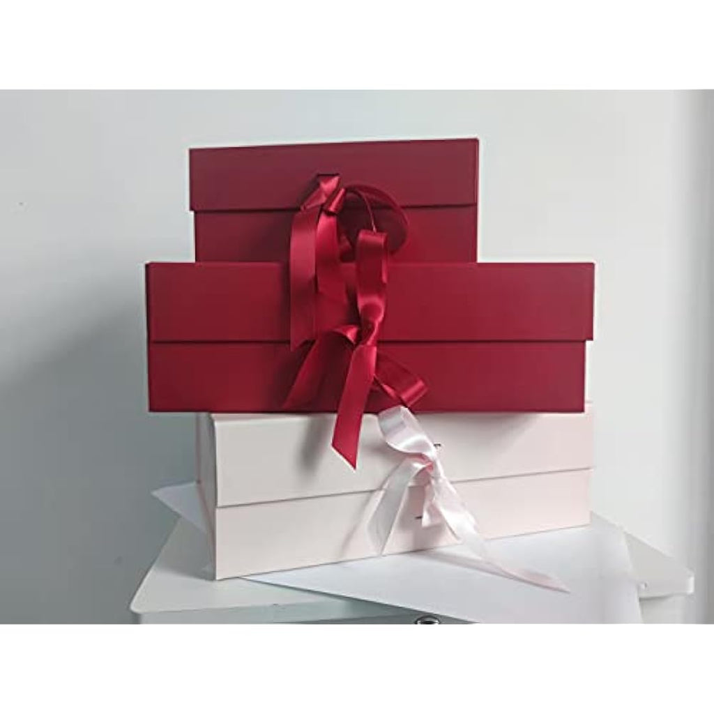 Large Marble Magnetic Gift Box with Ribbon – 33x26x11cm