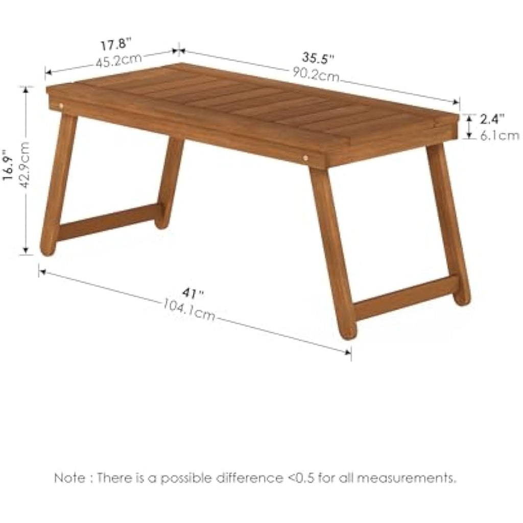 Furinno Patio Folding Table – Weatherproof Meranti Wood Outdoor Table