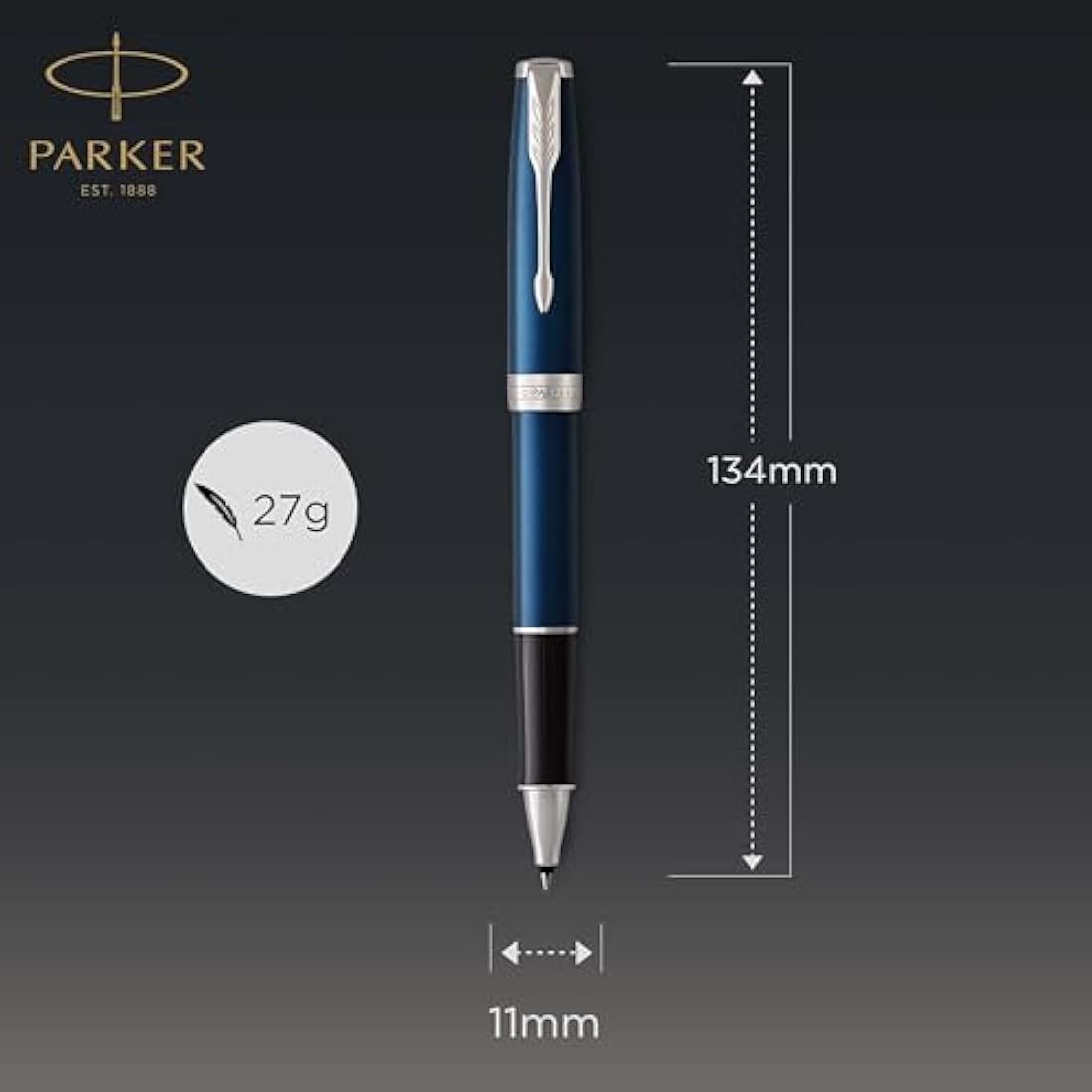 Parker Sonnet Rollerball Pen - Blue Lacquer & Palladium Trim, Fine Point