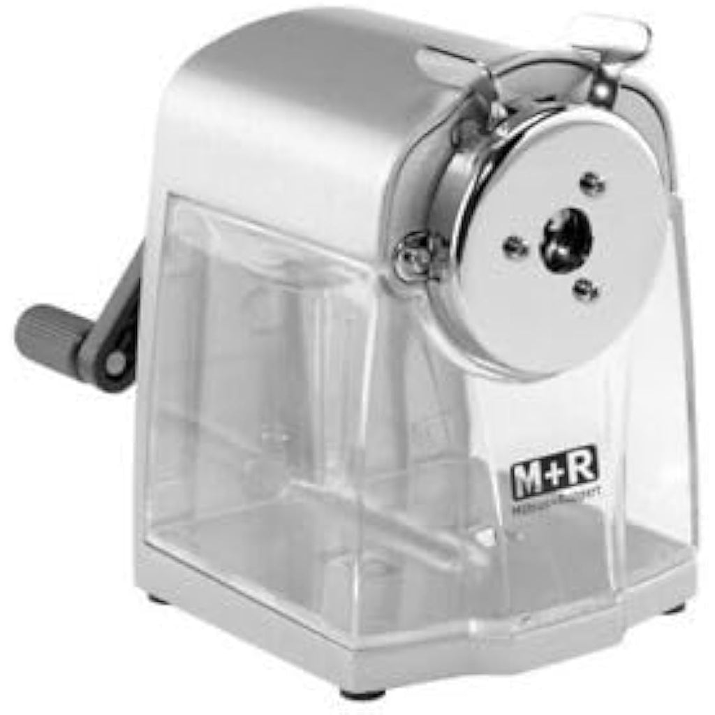 M+R Crank Pencil Sharpening Machine – Die-Cast Silver Desktop Sharpener