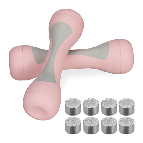 Relaxdays Adjustable Dumbbells Set of 2 | 1-2kg Rubberised Weights