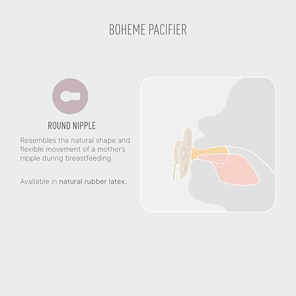 BIBS Boheme Glow Pacifier 2-Pack | Natural Rubber Latex, Size 1 (0-6M)